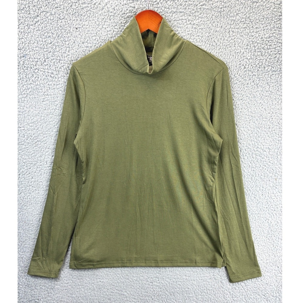 TOTATUIT Turtleneck Long Sleeve Shirt Womens XL Olive Green Layer Casual NWT